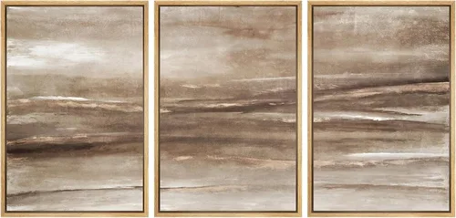 Vista 29 de SIGNWIN Lienzo enmarcado para pared, juego de arte de acuarela pastel, paisaje marrón, naturaleza, naturaleza salvaje, ilustraciones modernas, arte