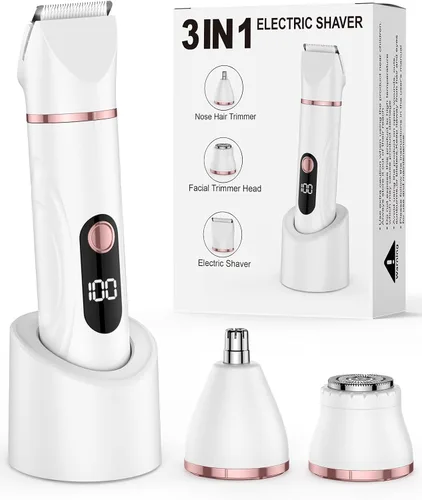 Vista 8 de Bikini Trimmer for Women, Nose Hair Trimmer, Painless Electric Razor, Smooth Facial Hair Remover, Body Hair Trimmer for Legs and Armpit
