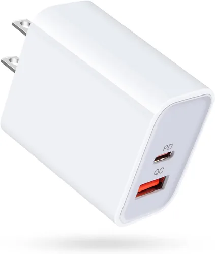 Vista 9 de Bloque de cargador USB C, cargador de pared PD de doble puerto de 20 W para Negro