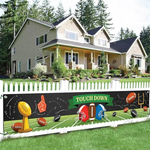 Vista 8 de KatchOn, Cartel grande de fútbol para patio, 120 x 20 pulgadas, telón de fondo de estadio de fútbol, decoraciones de fiesta de cumpleaños, telón