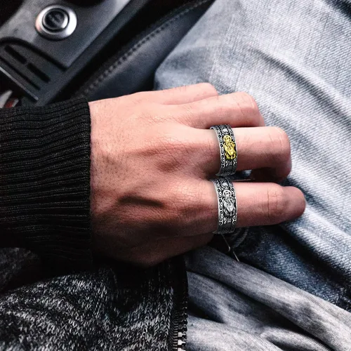 Vista 6 de Seiyang Anillo de Feng Shui 925 Plata de Ley Pixiu Mantra Anillo de Protección de Riqueza Ajustable Regalo para Hombres Mujeres (con Caja de Regalo)