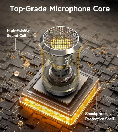 Vista 2 de Micrófonos inalámbricos, micrófono inalámbrico con conexión de chip uno a uno, batería recargable de 40H, alcance de 200 pies, plug and play, diseño