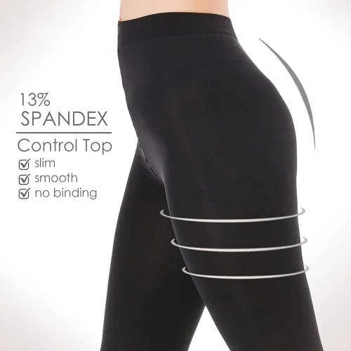 Vista 5 de G&Y 2 pares de medias semiopacas para mujer, pantimedias superiores de control de microfibra 70D