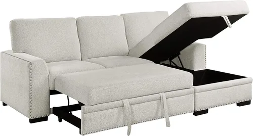 Vista 6 de Lexicon Sofá cama seccional moderno de mediados de siglo con diván de almacenamiento, sofá seccional extraíble, sofá seccional para sala de estar