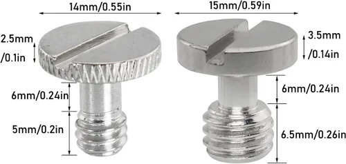 Vista 3 de Tornillo de liberación rápida LUORNG 3 piezas 3/8 pulgadas y 3 piezas de 1/4 pulgadas de tornillo de liberación rápida tornillo trípode adaptador