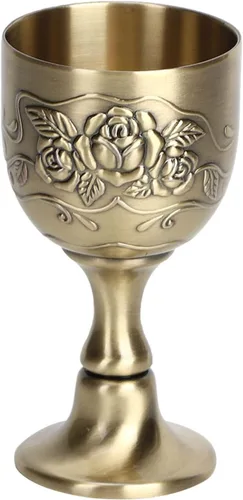 Vista 9 de Agatige Copas de cáliz vintage, de metal de cobre, para tostar, cáliz de vino, cáliz de flores, en relieve, mini tazas de comunión para bar en casa