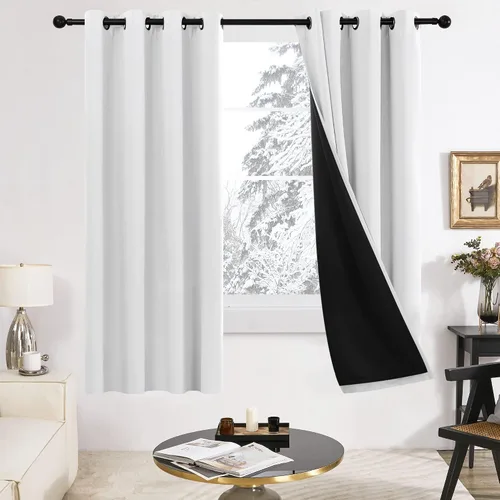 Vista 230 de Deconovo Cortinas opacas 100% con forro negro, cortinas con ojales aisladas térmicamente que reducen el ruido, doble capa para oscurecer