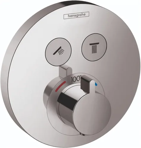 Vista 3 de hansgrohe ShowerSelect S 15743341 - Válvula de ducha termostática moderna con control de temperatura y desviador en cromo negro cepillado
