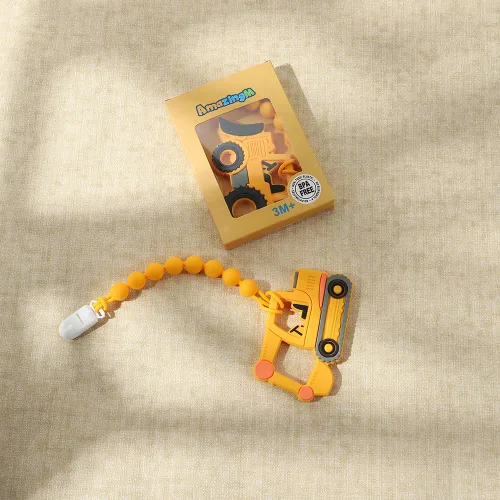 Vista 7 de Juguete mordedor de silicona de grado alimenticio para bebés con soporte para chupete, juguetes de dentición, juego de regalo para niños y niñas a
