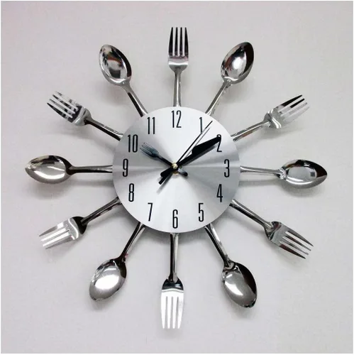 Vista 3 de Diseño moderno cubiertos de plata utensilios de cocina reloj cuchara tenedor cuchillo plegable nuevo