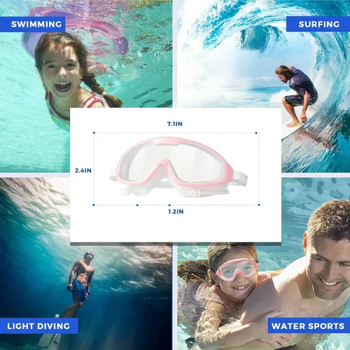 Vista 5 de Gafas de natación con tapones para los oídos, gafas de natación sin fugas de protección completa