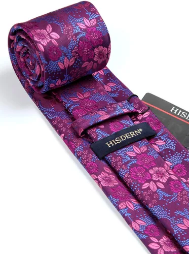 Vista 11 de Corbatas florales tejidas clásicas para hombre, corbata cuadrada de bolsillo, corbatas formales para hombres, boda con pañuelo