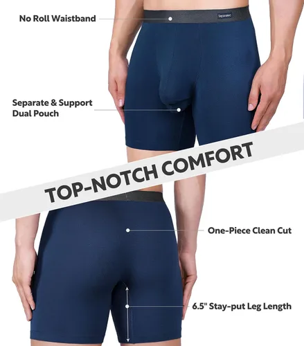 Vista 5 de Separatec - Calzoncillos tipo bóxer para hombres con bolsillo, de rayón de bambú que absorbe la humedad, ropa interior transpirable para hombres A1