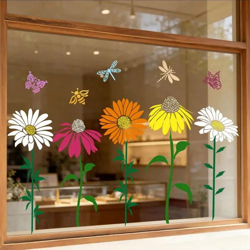 Vista 4 de Plantillas de flores grandes para pintar en plantillas de valla de madera para exteriores, plantilla de flor de cono de margarita reutilizable