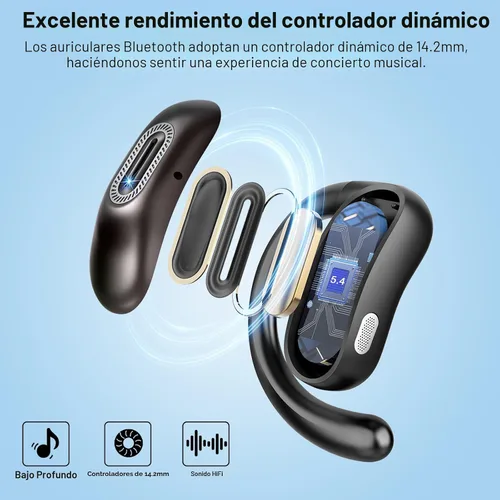 Vista 5 de Auriculares abiertos para los oídos, auriculares inalámbricos Bluetooth 5.4 Negro