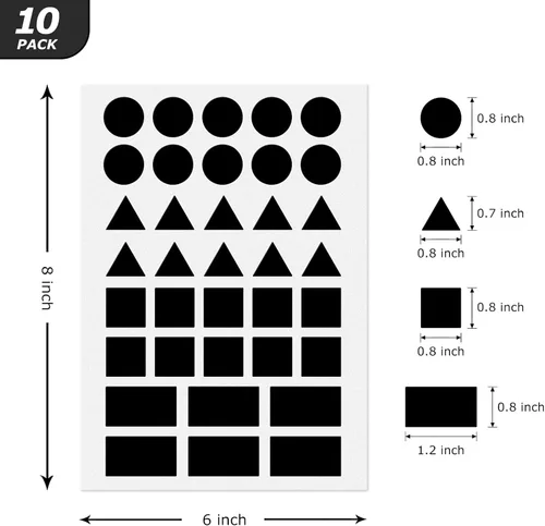 Vista 2 de Pegatinas de formas negras etiqueta de círculo rectangular de Negro
