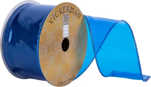Vista 4 de Vickerman Cinta de Navidad de PVC transparente mandarina de 2.5" x 10 yardas