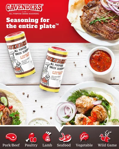 Vista 5 de Cavender's Condimento griego multiusos – 8 onzas (paquete de 4) y caja exclusiva de Cavender's Recipe 4 paquetes!