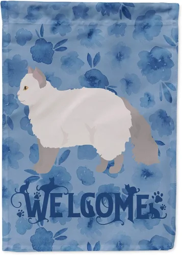 Vista 208 de Caroline's Treasures CK4813CHF - Bandera de bienvenida con gato abisinio azul, manga grande, para porche, para colgar en la pared, poliéster