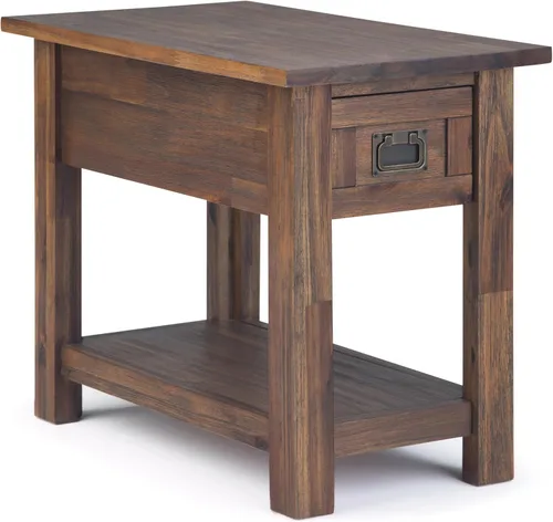 Vista 13 de SIMPLIHOME Monroe - Mesa auxiliar de madera de acacia maciza de 22 pulgadas de ancho en color marrón ceniza envejecido, mesa decorativa rústica