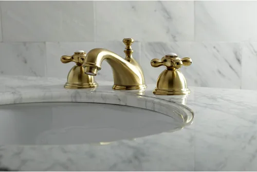 Vista 4 de Kingston Brass KS3967AX - Grifo de baño extendido de 8 pulgadas, latón cepillado