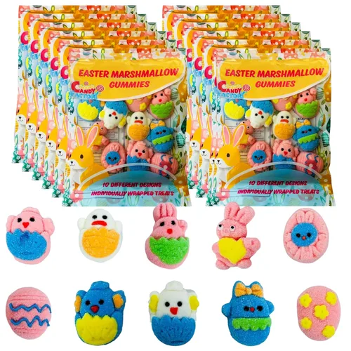 Vista 12 de Gomitas de malvavisco de Pascua, 10 diseños diferentes, 4.5 onzas, gomitas envueltas individualmente en bolsa, sin gluten, sin diario, perfectas