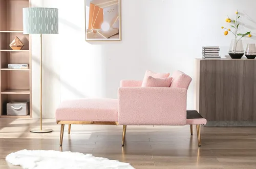 Vista 6 de Chaise Lounge para interiores, silla de tela de peluche con 3 ángulos ajustables, sillas convertibles en camas con 2 almohadas, cómoda silla