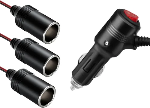 Vista 6 de Divisor de encendedor de cigarrillos para automóvil, adaptador de encendedor de cigarrillos de 12 V, cable Y de 3 enchufes, 1 a 3 puertos