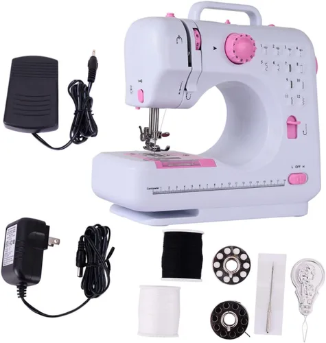 Vista 3 de COHEALI Máquina de coser con brazo de doble hilo Mini Overlock fácil de usar para proyectos domésticos y principiantes