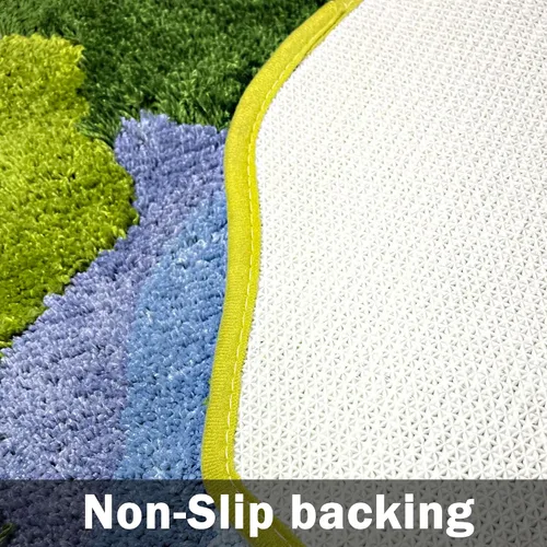 Vista 6 de Alfombra de Musgo 3D de 20x35 Pulgadas, Alfombra Shag de Área de Hojas Alfombras de Baño Antideslizantes Tapete de Baño Alfombra Mechada, Ultra