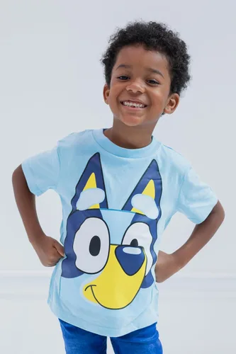 Vista 30 de Bluey Paquete de 3 camisetas para niños para verano, paquete de 3 camisetas de algodón para niños