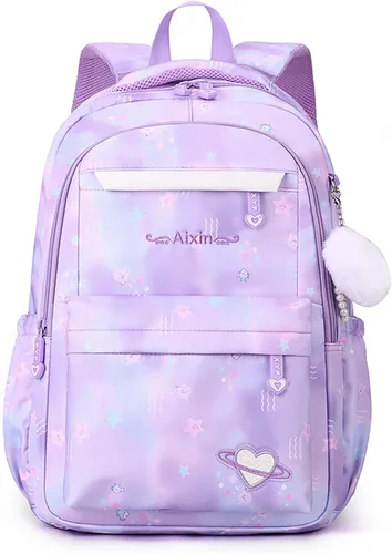 Vista 8 de Gradient Color Lightweight Large Capacity Backpack 15.6 Inch Laptop BookBag with Cute Pendant (Blue)