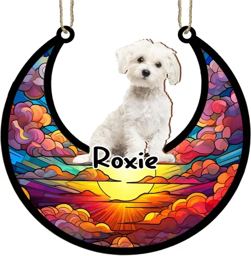 Vista 11 de LOVELYPOD Adorno de Navidad personalizado para perro pastor australiano, atrapasoles conmemorativo, adorno de Navidad de pastor australiano