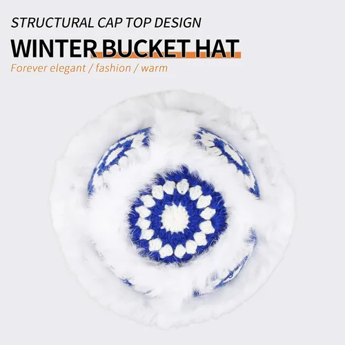 Vista 6 de kozinu Crochet Bucket Hat for Women Knit Handmade Foldable Floppy Warm Cap Fashion Cute Fishing Hat Striped Floral Winter hat