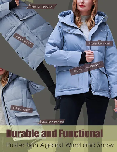 Vista 4 de YISEVEN Chaqueta ligera impermeable desmontable con capucha para mujer