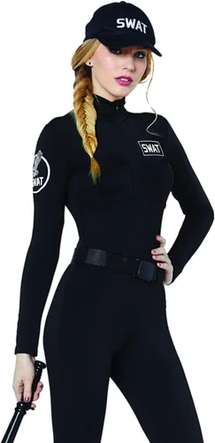 Vista 3 de Spirit Halloween Disfraz SWAT para adultos, disfraz de oficial de policía, disfraz de una sola pieza, accesorio no incluido