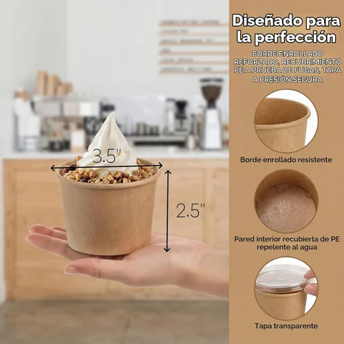 Vista 2 de Lyellfe - Paquete de 100 cuencos desechables para helado, 8 onzas resistentes