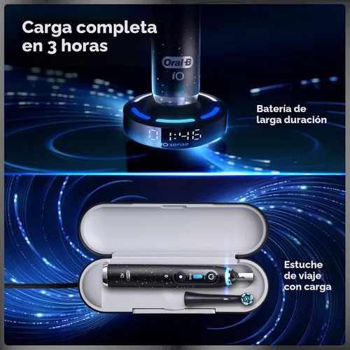 Vista 5 de Oral-B iO Series 9 Cepillo de dientes eléctrico con 4 cabezales de cepillo, Aqua Alabaster
