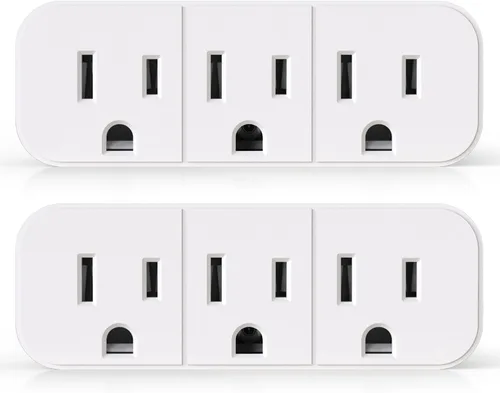 Vista 11 de ELEGRP Extensor de triple salida, pestaña de pared con conexión a tierra de 3 puntas, enchufe adaptador de enchufe múltiple con 3 tomas de corriente