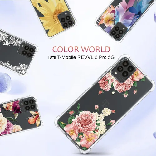 Vista 7 de Osophter Funda para Revvl 6 Pro 5G, transparente con protector de pantalla, TPU absorción de golpes, flexible para teléfono celular T-Mobile T Phone