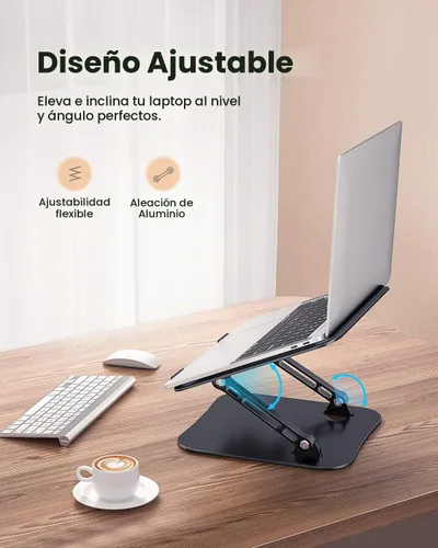 Vista 2 de JOIOT Soporte ajustable de aluminio para portátil, elevador ergonómico para Negro