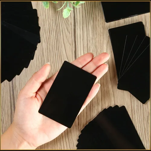 Vista 6 de Thenshop 550 tarjetas de visita de metal grabadas placas de aluminio para manualidades, hojas de metal multiusos para manualidades, tarjetas de Negro