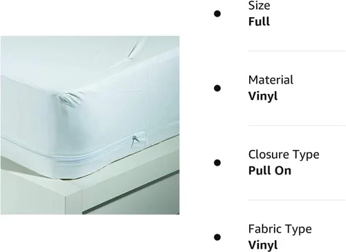 Vista 4 de Home Expressions Protector de colchón de vinilo plástico 4Gauge, estilo sábana bajera, impermeable, transpirable y con protección contra derrames