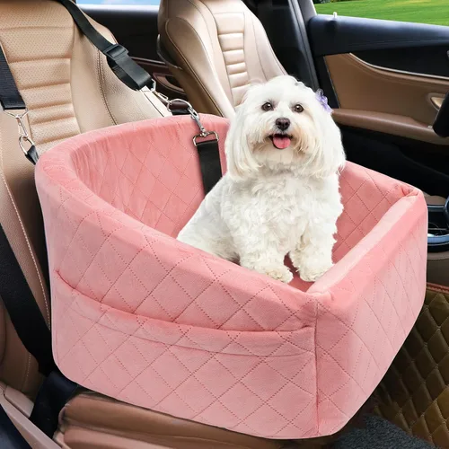 Vista 14 de NEEZUKAR Asiento de automóvil para perros pequeños y medianos, asiento elevador desmontable lavable para perros de menos de 30 libras, asiento