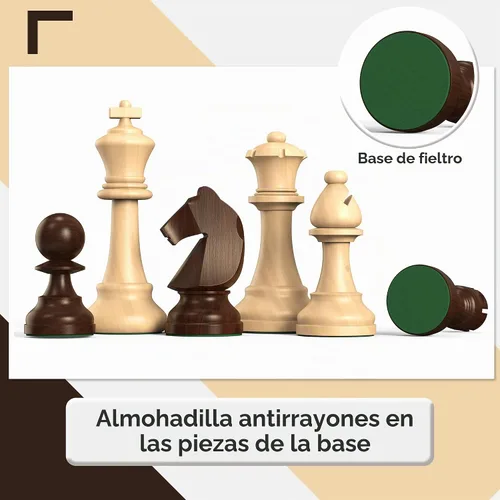 Vista 4 de doowroodni Piezas de ajedrez de madera grandes de 3.75 pulgadas con rey de lujo Staunton de madera con 2 reinas extra para juego de mesa de ajedrez
