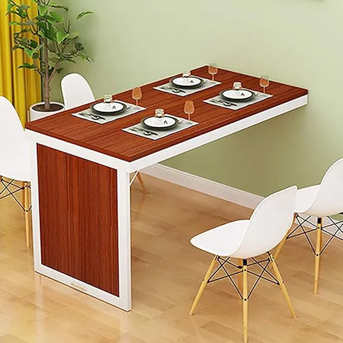 Vista 11 de Mesa de comedor plegable montada en la pared para espacios pequeños, mesa de comedor de madera para montar en la pared, mesa de cocina plegable