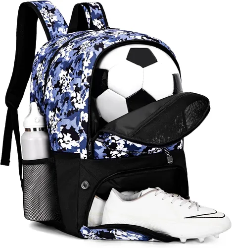 Vista 8 de Hsmihair - Bolsa de fútbol - Mochila de fútbol y mochila para fútbol, voleibol y baloncesto, con compartimento para pelota y tacos separados