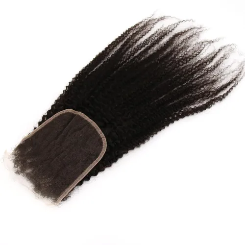 Vista 4 de Afro Kinky Curly 5x5 HD Cierre de encaje prearrancado con borde rizado de bebé 4B 4C, cierre de encaje HD de cabello humano transparente