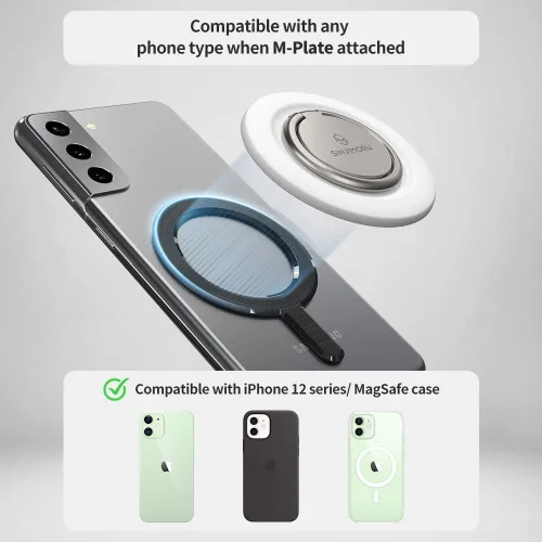 Vista 5 de Sinjimoru M-Ringo - Anillo magnético para teléfono celular, rotación de 360 grados, agarre de dedo para soporte de anillo magnético compatible