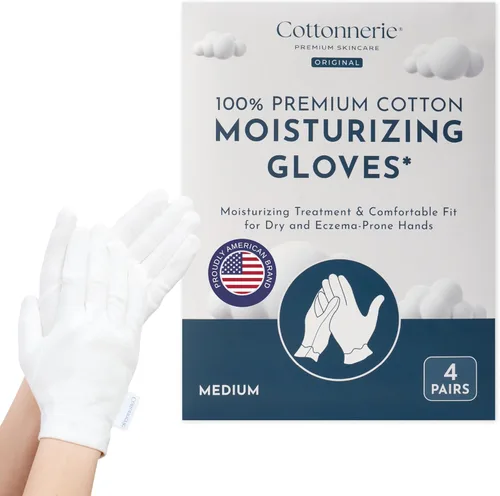 Vista 17 de 4 Pairs Cottonnerie Original Cotton Gloves for Dry Hands Sleeping, Moisturizing Gloves Overnight, Hand Moisturizer Gloves, Moisture Gloves for Dry
